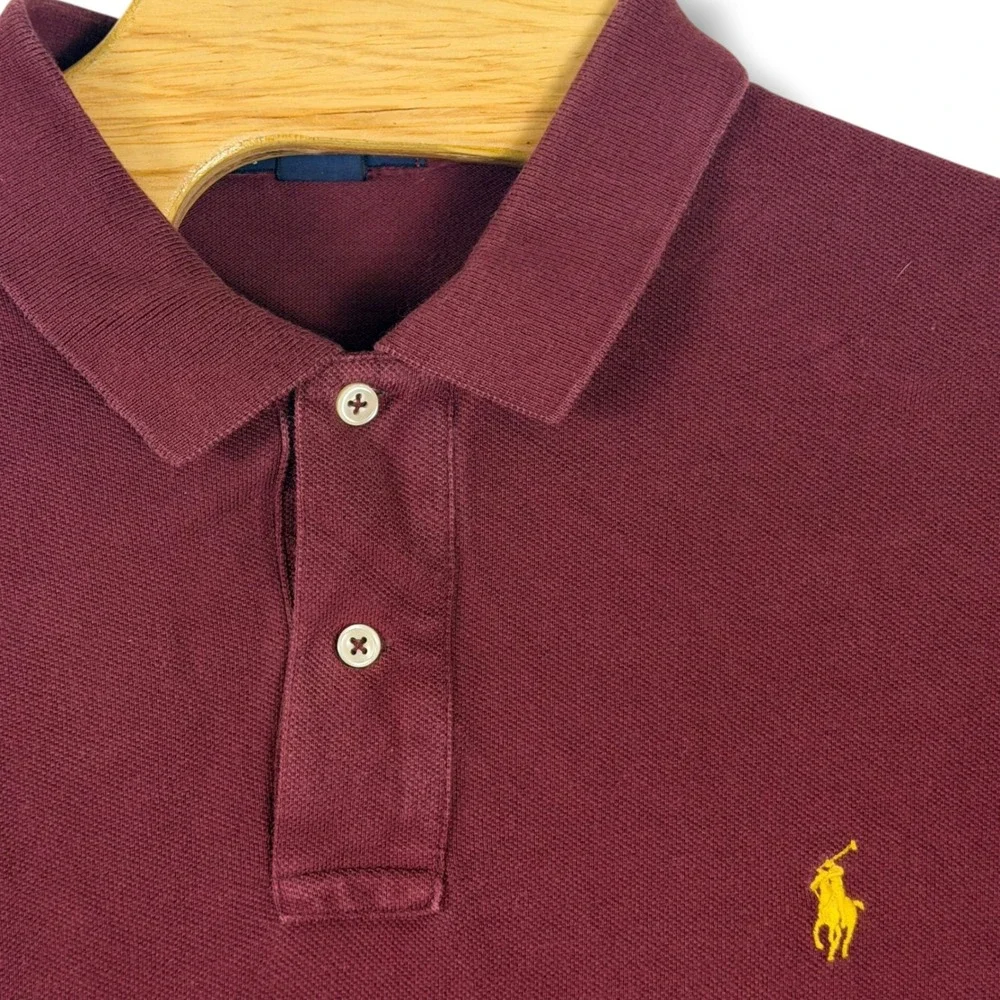 Vintage Polo Ralph Lauren Polo Shirt Men XL Maroon Long Sleeve Classic Pony Golf